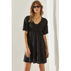 Bianco Lucci Womens Elastic Waist Wrapped V-Neck Dress