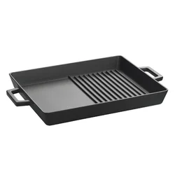 Dual tray with grill griddles and flat surface, 26 x 32 cm, LAVA