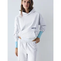 Pull&Bear Majica PACIFIC INSPIRED temno modra/pegasto siva