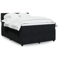 vidaXL Box spring postelja z vzmetnico črna 160x200 cm žamet