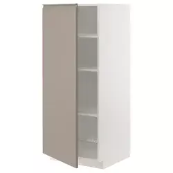 METOD Visoki element s policama, bela/Upplöv tamnobež, mat, 60x60x140 cm