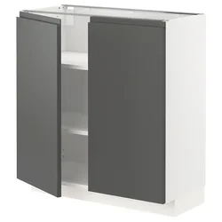 METOD Podni element s policama/2 vrata, bela/Voxtorp tamnosiva, 80x37 cm