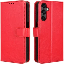 GS Ovitek za Samsung Galaxy M55 5G, denarnica Crazy Horse, rdeč