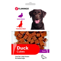 Flamingo priboljški za psa cubes račje kocke 85 - Brez sladkorja - Mehki mesni priboljški - Flamingo