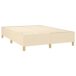 Vidaxl Box spring postelja z vzmetnico LED krem 140x200 cm blago