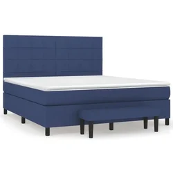Vidaxl Box spring postelja z vzmetnico modra 180x200 cm blago