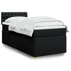 vidaXL Box spring postelja z vzmetnico črna 80x200 cm blago