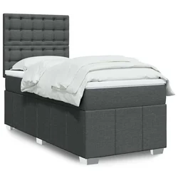 vidaXL Box spring postelja z vzmetnico temno siva 90x190 cm blago