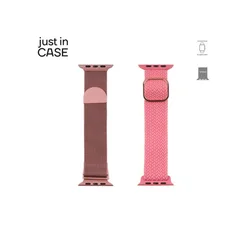 JUST IN CASE 2u1 Narukvica za pametni sat 42-45mm pink MILANESE + pink TEKSTIL
