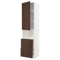 METOD / MAXIMERA Vis.elem.mikrotal. s vratima/2fioke, bela/Sinarp smeđa, 60x60x240 cm