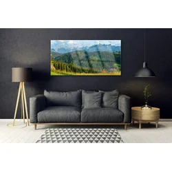 tulup.si Slika na steklu Mount forest narava 140x70 cm 4 obešalnika