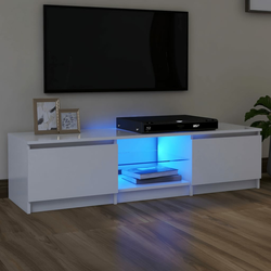 TV ormarić s LED svjetlima bijeli 140 x 40 x 36 cm