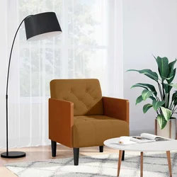 Sofa fotelja s naslonima za ruke smeđa 55 cm baršunasta