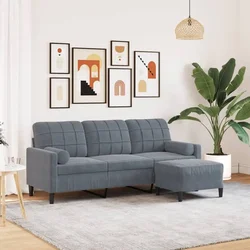 Trosjed s tabureom tamnosivi 180 cm baršunasti
