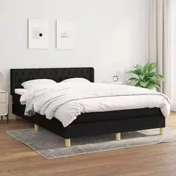 shumee Box spring posteljni z vzmetnico črn 140x190 cm blago