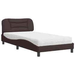Vidaxl Postelja z vzmetnico Hvar temno rjava 100x200 cm blago