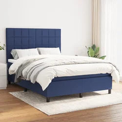 shumee Box spring postelja z vzmetnico modra 140x200 cm blago