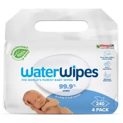 Water Wipes Baby Wipes otroški nežni vlažni robčki 4x60 kos