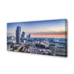 tulup.si Slika na platnu Panorama varšave nebotičnikov sončnega vzhoda 125x50 cm