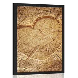 Plakat izrezljano srce na štoru - 40x60 silver