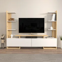 Hanah Home TV Komoda Ava, 183,6x140x31,7 cm, Belo-Hrast