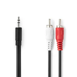 NEDIS CAGB22200BK20, Stereo audio kabl, 3,5 mm muški, 2x RCA muški, Niklovani, 2,00 m, Crni