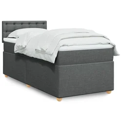 vidaXL Box spring postelja z vzmetnico temno siva 80x200 cm blago