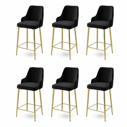 HANAH HOME Set 6 barskih stolica Enox Black Gold