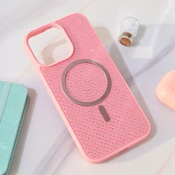 Maska za telefon iPhone 15 Pro Max CRYSTAL GLOW, Magsafe, Roze