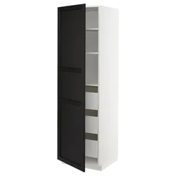 METOD / MAXIMERA Visoki element s fiokama, bela/Lerhyttan crno bajcovano, 60x60x200 cm