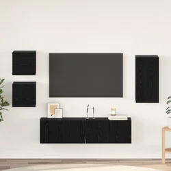 Set TV komoda Zidne 5 pcs Crni hrast Konstruirano drvo