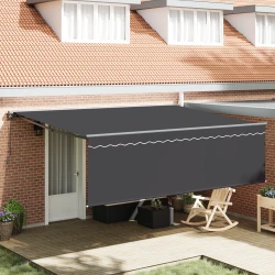 Skrovita tenda Antracit 450 × 300 cm Poliester i aluminij