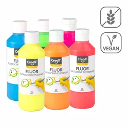 Creall set tempera barv Fluor, 6 x 250 ml, mešane barve