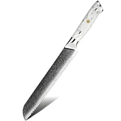 Damaskasti kuhinjski nož YU-37516 - Kruh / Bijela KP37516