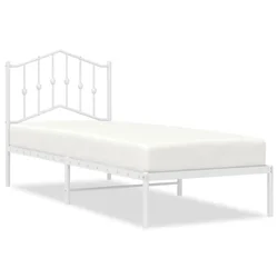 Vidaxl Kovinski posteljni okvir z vzglavjem bel 90x190 cm
