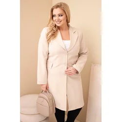 Dolg bež plašč Kesi Włoski Plus Size