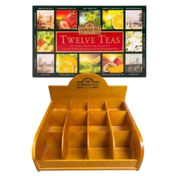 Ahmad tea Čaj Twelve Teas Box, 5x12 kesica i Ahmad tea drveni stalak za kesice bez poklopca