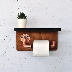 Hanah Home Polica sa držačem Cop056, 29x16x14 cm, Boje oraha