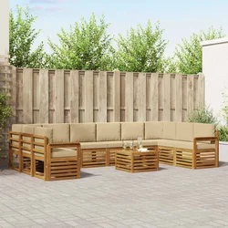 Set vanjskih sofa 11 pcs Prirodna i bež Čvrsto drvo akacije