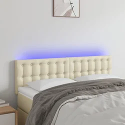 LED uzglavlje krem 144 x 5 x 78/88 cm od umjetne kože