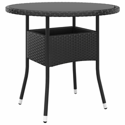 Vrtni stol O 80 x 75 cm od kaljenog stakla i poliratana crni