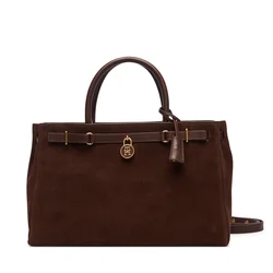 Ročna torba Tommy Hilfiger American Icon Tote Suede AW0AW19216 Rjava