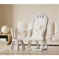 FeelKids Sklopiva tabla za crtanje sa stolicom i dodacima Zeka siva