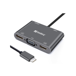 Sandberg USB-C Dock 2xHDMI 1xVGA USB PD