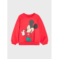 Sinsay - Pamučni duks sa okruglim izrezom i štampom Mickey Mouse - crvena
