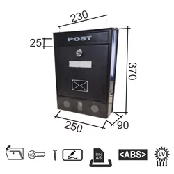DABEL Poštansko sanduče POST Crna 250x370x90/230x25mm DP3