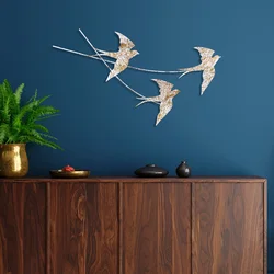 Wallity Zidna dekoracija Wallow 6, 42x70 cm, Belo-tirkizna