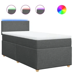 Vidaxl Box spring postelja z vzmetnico temno siva 100x200 cm blago