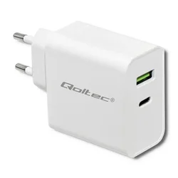Qoltec Qoltec 51718 polnilnik 45W, USB-C PD, USB, bel