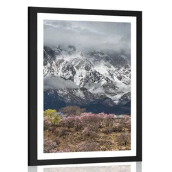 Plakat s paspartujem edinstvena gorska pokrajina - 20x30 black